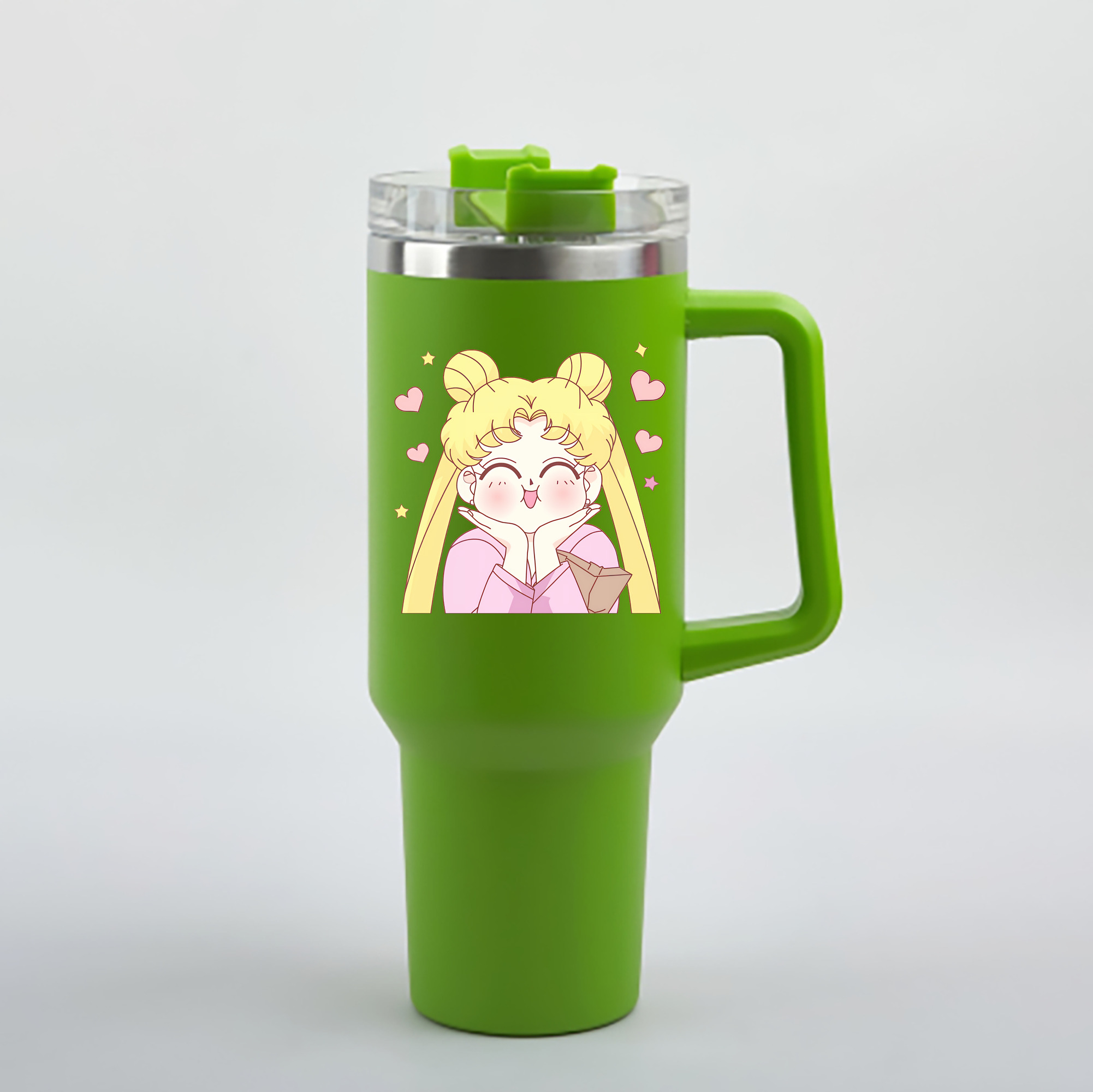 （画像用） 美少女戦士セーラームーン 愛野 美奈子 あいの みなこ Sailor Moon Aino Minako 1200mL車用タンブラー - クリスタルステッカー（プラスチックストロー付き）